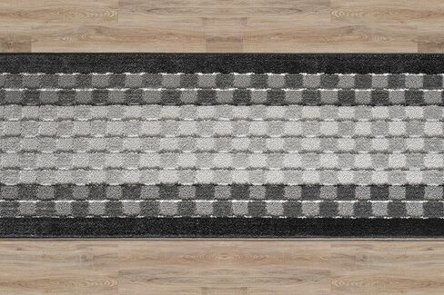 30 ft Extra Long Non-Slip Gray Carpet Runner Rug with Rubber Backing for Hallways Entryway Kitchen Bathroom, Custom Cut, Checkered Pattern in Kuwait
