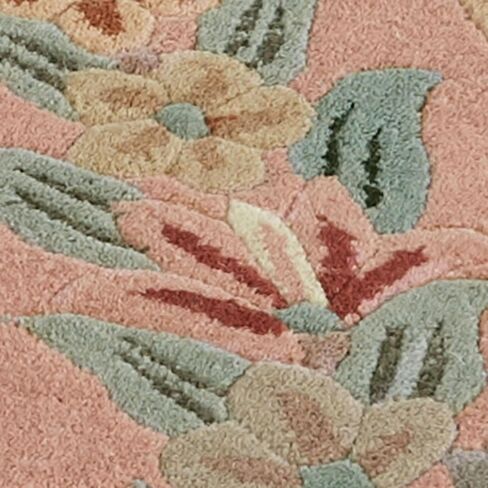 Touch of Class Elegant Corner Floral II Runner Rug | Coral Peach | 2 feet 3 inches x 11 feet | Handcarved, Hand-Tufted, Luster Washed, Thick Pure Wool Rectangle Runner with Traditional Flowers in Saudi Arabia
