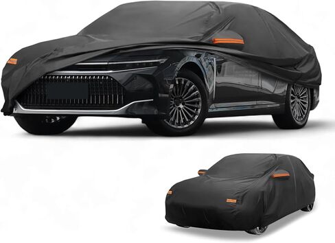 Car Cover Waterproof All Weather Sun Rain Protection Full Exterior Cover for Toyota Crown Sedan 190T-PU Black with Left Side Zippers in Saudi Arabia