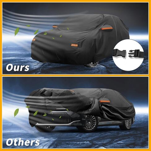 Car Cover Waterproof All Weather Sun Rain Protection Full Exterior Cover for Toyota Crown Sedan 190T-PU Black with Left Side Zippers in Saudi Arabia