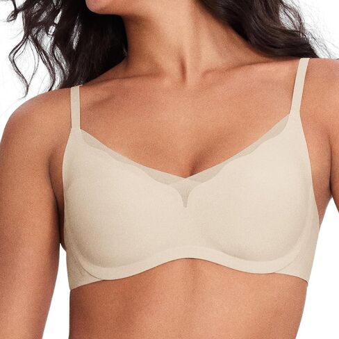 V Neck Mesh Supportive Bra, Seamless Push up Bra no Underwire, Comfortable Bralette for Women in Kuwait