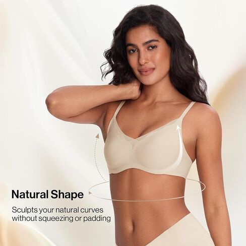 V Neck Mesh Supportive Bra, Seamless Push up Bra no Underwire, Comfortable Bralette for Women in Kuwait