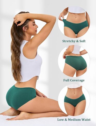 voenxe Women Underwear Cotton Hipster Panties,Stretch Bikini Women's Full Coverage Brief,Soft Breathable Ladies Undies,5 Pack in Saudi Arabia