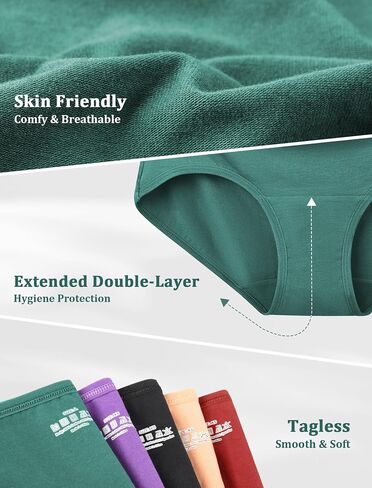 voenxe Women Underwear Cotton Hipster Panties,Stretch Bikini Women's Full Coverage Brief,Soft Breathable Ladies Undies,5 Pack in Saudi Arabia