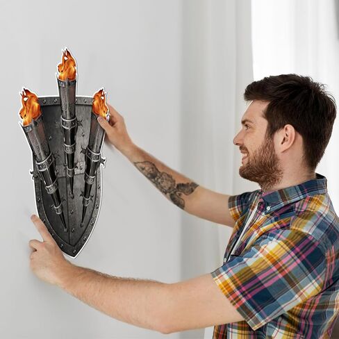 Honoson Medieval Party Party Decorations Decorations Castle Suctions Suit of Armor Knight Cut Out Torch Props Mediage Prose For Birthday Halloween Castle Party Renaissance Knight (10 pcs ، Armor Knight) in Saudi Arabia