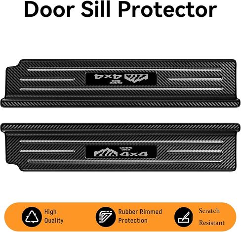 4PCS Door Sill Protector for Jeep Wrangler JL JLU 2018-2024/Jeep Gladiator JT 2020-2024 Accessories Stainless Steel Front Door Car Pedal Kick Protection (4PCS-4 Door-Carbon Fiber) in Kuwait