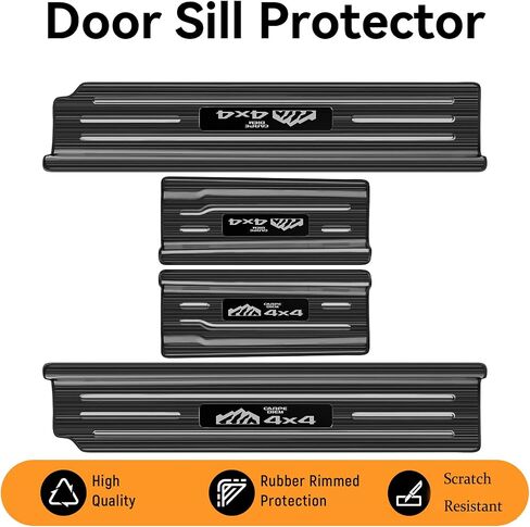 4PCS Door Sill Protector for Jeep Wrangler JL JLU 2018-2024/Jeep Gladiator JT 2020-2024 Accessories Stainless Steel Front Door Car Pedal Kick Protection (4PCS-4 Door-Carbon Fiber) in Saudi Arabia