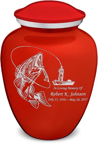 Geturns Embrace Adult Personalized Fishing Cremation Urns for Human Ashes I Large Pearl Cobalt Blue Funeral Urn for Men and Women I 200 lbs in Saudi Arabia