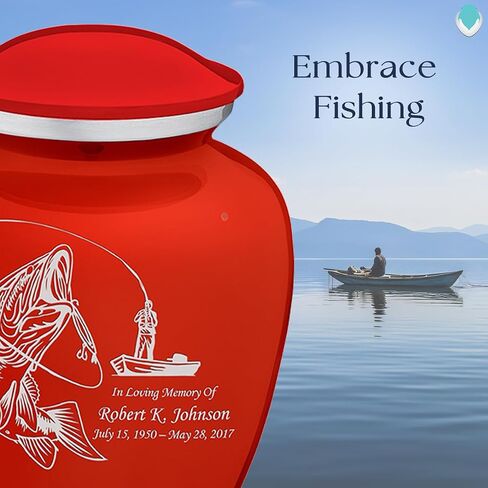 Geturns Embrace Adult Personalized Fishing Cremation Urns for Human Ashes I Large Pearl Cobalt Blue Funeral Urn for Men and Women I 200 lbs in Saudi Arabia