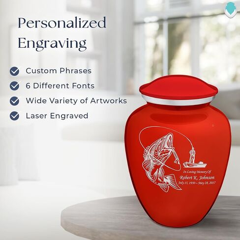 Geturns Embrace Adult Personalized Fishing Cremation Urns for Human Ashes I Large Pearl Cobalt Blue Funeral Urn for Men and Women I 200 lbs in Saudi Arabia