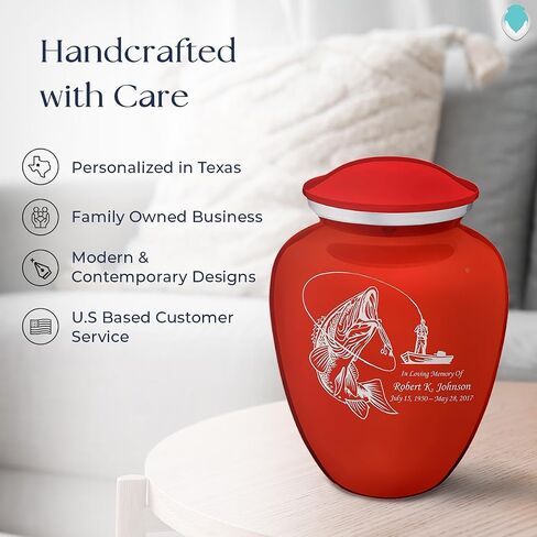Geturns Embrace Adult Personalized Fishing Cremation Urns for Human Ashes I Large Pearl Cobalt Blue Funeral Urn for Men and Women I 200 lbs in Saudi Arabia