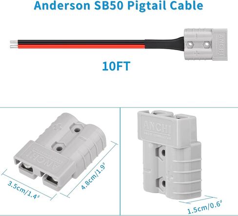 10AWG 2FT Anderson Connector 50 Amp Cable,Anderson SB50 Plug Battery Quick Connector Cable for Solar and Wind Energy Systems Battery Power Connections in Saudi Arabia