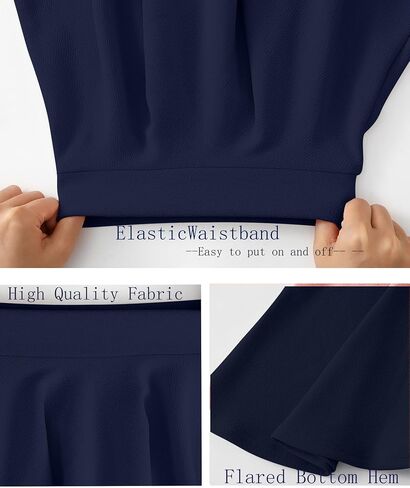Girls Skirt School Uniform Skirts for Girls Casual Mini Flare Plain Pleated Stretch Waist Skater Skirt White-Size10-11Y in Saudi Arabia