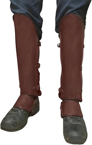 XGOPTS Medieval Faux Leather Gaiters for Men & Women - Vintage Middle Ages Knight Leg Armor Mercenary Guards for LARP in Kuwait