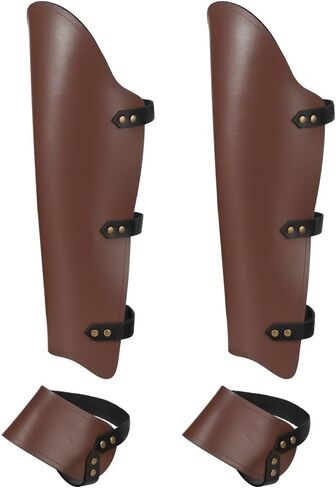 XGOPTS Medieval Faux Leather Gaiters for Men & Women - Vintage Middle Ages Knight Leg Armor Mercenary Guards for LARP in Kuwait