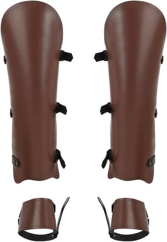 XGOPTS Medieval Faux Leather Gaiters for Men & Women - Vintage Middle Ages Knight Leg Armor Mercenary Guards for LARP in Kuwait