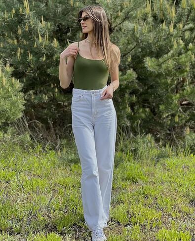 Avidlove Tank Top Bodysuit for Women Square Neck Double Lined Body Suits One Piece Thong Basic Summer Cami Tops in Kuwait