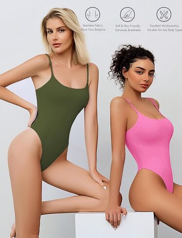 Avidlove Tank Top Bodysuit for Women Square Neck Double Lined Body Suits One Piece Thong Basic Summer Cami Tops in Kuwait