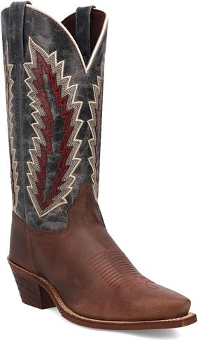 Laredo Womens Cadence Embroidered Snip Toe Pull On Casual Boots Mid Calf Low Heel 1-2" - Brown in Saudi Arabia