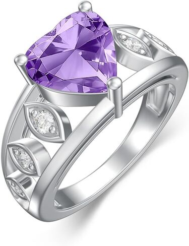 2CT Natural Genuine Amethyst Ring for Engagement 925 Sterling Silver 8mm Heart Cut Purple Amethyst Ring in Kuwait