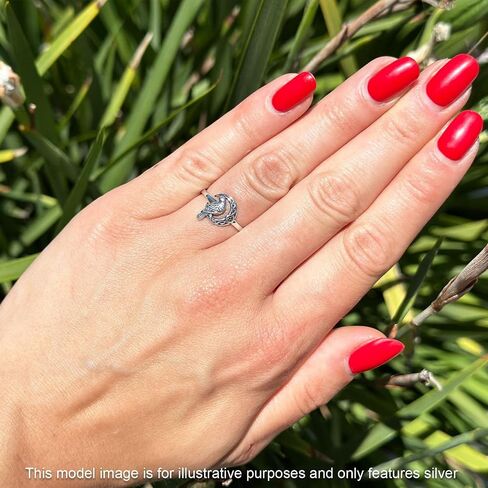 Blue Apple Co. Minimalist 12mm Celtic Raven Crescent Moon Ring Oxidized Filigree Design Vintage Style Pentagram Fashion Statement Rings For Women 925 Sterling Silver Gift For Her in Kuwait