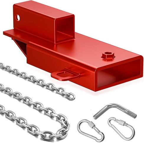 Single Forklift Trailer Ball Hitch Attachment, Clamp-On Monut Fork Pallet Tow Receiver, Fits Forks Up to 5.7 Wide, 2" Inch Towing Adapter with Safety Chain (Red) in Saudi Arabia