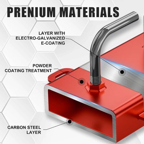 Single Forklift Trailer Ball Hitch Attachment, Clamp-On Monut Fork Pallet Tow Receiver, Fits Forks Up to 5.7 Wide, 2" Inch Towing Adapter with Safety Chain (Red) in Saudi Arabia