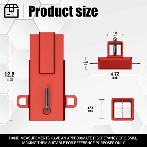 Single Forklift Trailer Ball Hitch Attachment, Clamp-On Monut Fork Pallet Tow Receiver, Fits Forks Up to 5.7 Wide, 2" Inch Towing Adapter with Safety Chain (Red) in Saudi Arabia