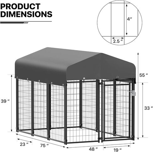 MoNiBloom Outdoor Dog Kennels for Small/Medium Dogs, Weatherproof Dog Pen Run with Cover and Rotating Feeding Door, 4.6ft High Expandable Dog Playpen for Outside Yard, 8 Panels with Powder Coating in Kuwait