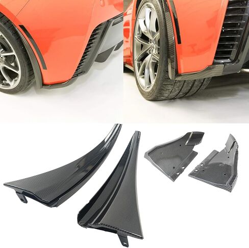Rear Side Splash Guards Mud Flap with Rear Bumper Side Corner Splitter Apron 4PCS for Corvette C7 ZR1 Z06 Grand Sport 2015-2019 (Carbon Fiber Print) in Kuwait