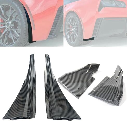 Rear Side Splash Guards Mud Flap with Rear Bumper Side Corner Splitter Apron 4PCS for Corvette C7 ZR1 Z06 Grand Sport 2015-2019 (Carbon Fiber Print) in Kuwait