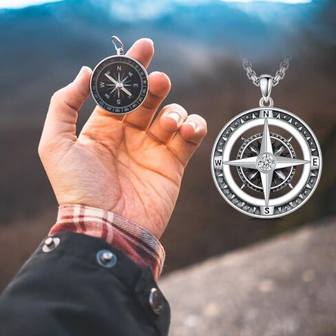 Compass Necklace Sterling Silver Compass Celtic Knot/Skull/World Map Happuity Treguant Friendlace Necklace Netclace Travel Draduation Gifts for Women Men Men in Saudi Arabia
