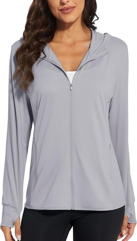 MAGCOMSEN Jackets for Women Full Zip Up Lightweight Long Sleeve UPF 50+ Workout Workout Sun Protection Hoodie in Kuwait