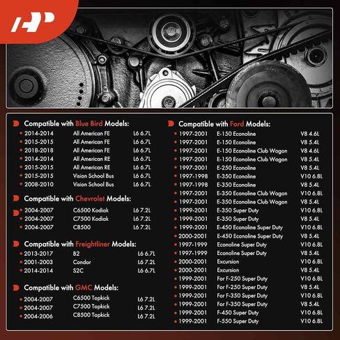 A-Premium Engine Serpentine Drive Belt Compatible with Ford, GMC, Chevrolet, Freightliner, Kenworth, Peterbilt Cars - F-250 F-350 Super Duty, E-150 Econoline, Excursion, C6500 Kodiak Topkick & More in Saudi Arabia