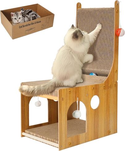 ​Cat Scratcher, Cat Scratching Board, L Shaped Vertical Cat Scratcher for Wall and Couch Protection, Cat Scratching Board with 4 Cat Ball Toys for Indoor Cats in Kuwait