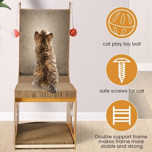 ​Cat Scratcher, Cat Scratching Board, L Shaped Vertical Cat Scratcher for Wall and Couch Protection, Cat Scratching Board with 4 Cat Ball Toys for Indoor Cats in Kuwait