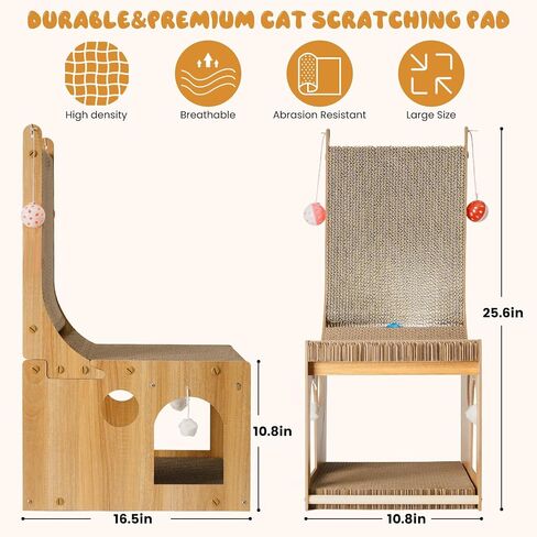 ​Cat Scratcher, Cat Scratching Board, L Shaped Vertical Cat Scratcher for Wall and Couch Protection, Cat Scratching Board with 4 Cat Ball Toys for Indoor Cats in Kuwait