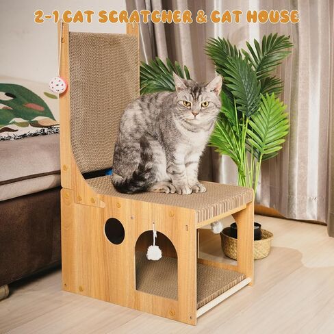 ​Cat Scratcher, Cat Scratching Board, L Shaped Vertical Cat Scratcher for Wall and Couch Protection, Cat Scratching Board with 4 Cat Ball Toys for Indoor Cats in Kuwait