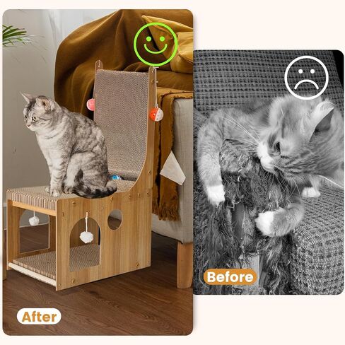 ​Cat Scratcher, Cat Scratching Board, L Shaped Vertical Cat Scratcher for Wall and Couch Protection, Cat Scratching Board with 4 Cat Ball Toys for Indoor Cats in Kuwait