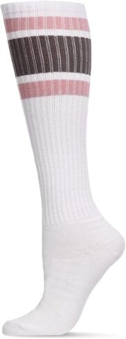 MeMoi Women's Ribbed Retro Athletic Stripe Knee High Socks in Saudi Arabia