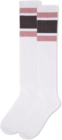MeMoi Women's Ribbed Retro Athletic Stripe Knee High Socks in Saudi Arabia