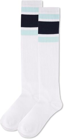 MeMoi Women's Ribbed Retro Athletic Stripe Knee High Socks in Saudi Arabia