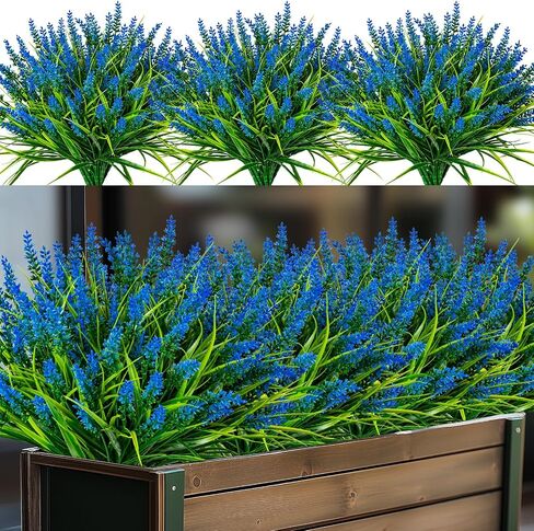 Artificial Flowers for Outdoor Plants 24 Bundles Fake Lavender Plastic Faux Monkey Grass for Verandah Window Garden Office Patio Front Porch UV Resistant for Planter(Orange) in Saudi Arabia