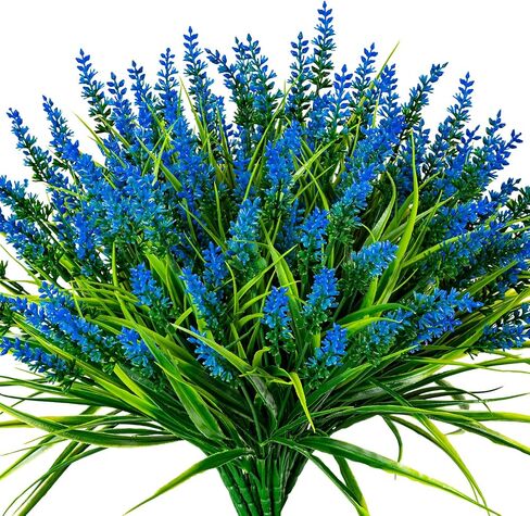 Artificial Flowers for Outdoor Plants 24 Bundles Fake Lavender Plastic Faux Monkey Grass for Verandah Window Garden Office Patio Front Porch UV Resistant for Planter(Orange) in Saudi Arabia