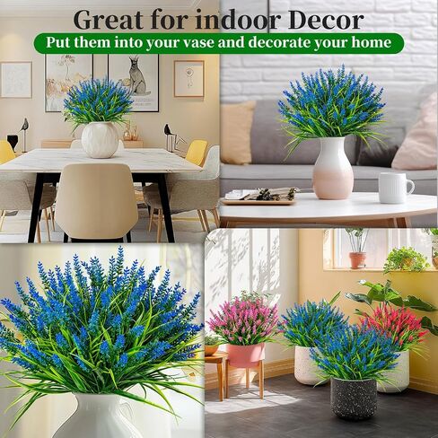 Artificial Flowers for Outdoor Plants 24 Bundles Fake Lavender Plastic Faux Monkey Grass for Verandah Window Garden Office Patio Front Porch UV Resistant for Planter(Orange) in Saudi Arabia