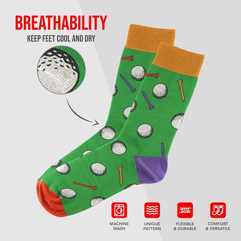 Sport Themed Socks - Novelty Unisex Sock Set, Fun Unique Designs in Saudi Arabia