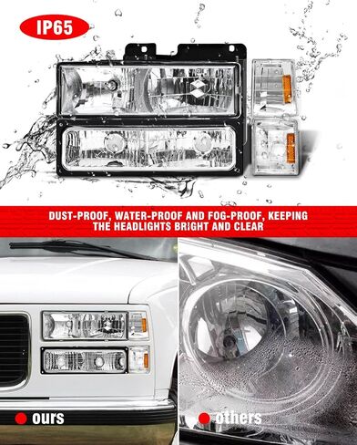 لعام 2007 2008 2009 2008 2010 2012 2013 2014 Sierra Headlight Assembly متوافق مع 07-13 GMC Sierra 1500/07-14 GMC Sierra 2500HD 3500HD Chrome Housing Headlamp استبدال L+R in Saudi Arabia
