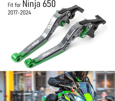 for Kawasaki Ninja 650R/ER-6F/EX650/KRT 2017-2023 Adjustable Folding Extendable Handle Brake Clutch Levers CNC Aluminum (NINJA650-Black) in Kuwait