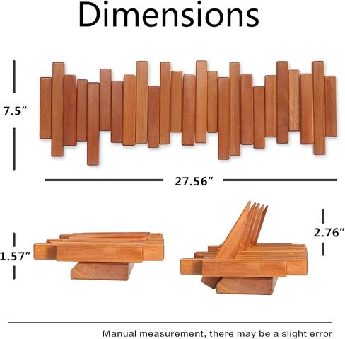 Wooden Coat Rack Wall Mounted Sticks Multi Rack Solid Handmade Natural Walnut Wood Artwork with 7 Flip-Down Unique Modern Hooks for Coats Bag Hat Umbrella in Saudi Arabia