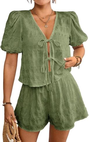 Glozeplus Women's 2 Piece Jumpsuit Floral Print Summer Half Sleeve Thin Coat Bodycon Short Pant Set Outfits in Kuwait
